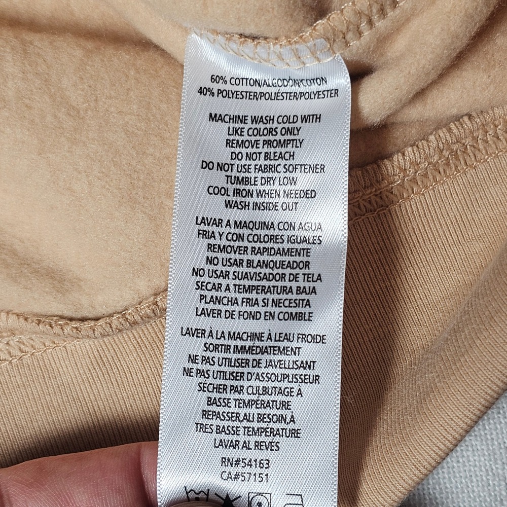 Calvin Klein Jeans Tan Mock Neck Logo Sweatshirt XL Pullover Graphic Sleeve Back - Picture 9 of 9